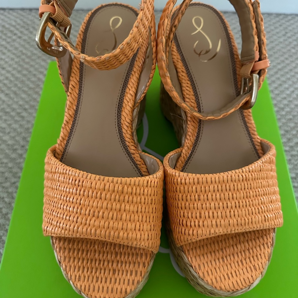 Sam Edelman Orange Woven Wedges